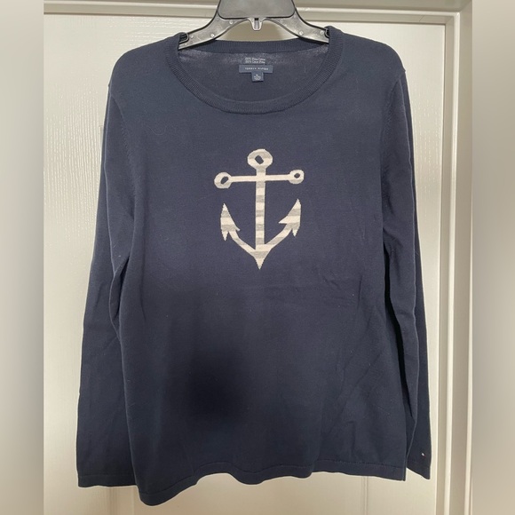 Tommy Hilfiger Sweaters - Tommy Hilfiger long sleeve crew neck nautical anchor sweater size Xlarge- navy